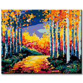 Painting by numbers path in the birch forest III